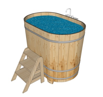 新中式浴缸su模型