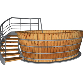 新中式浴缸su模型