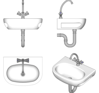 现代洗手盆组合su模型
