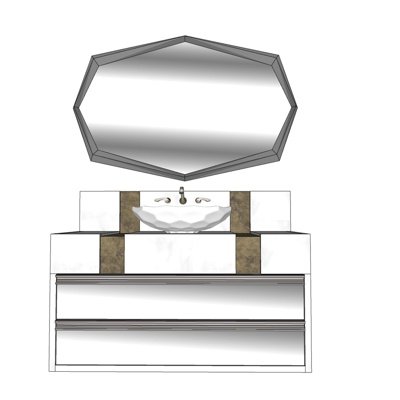 现代浴室柜洗手台su模型