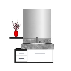 现代浴室柜洗手台su模型