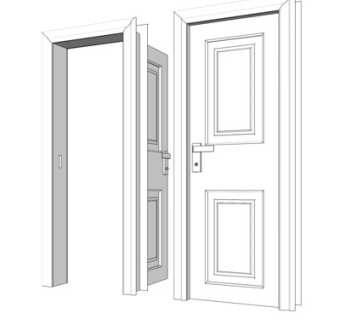 现代单开门组合su模型