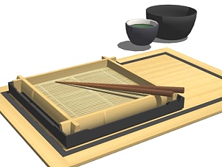日式饭碗餐具组合su模型