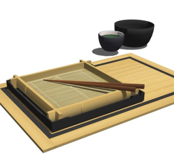 日式饭碗餐具组合su模型