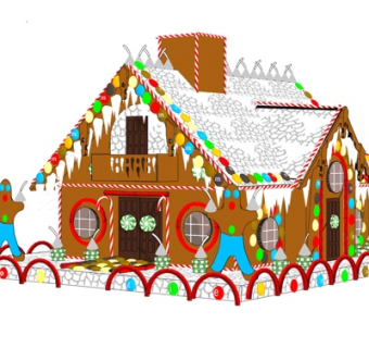 现代儿童积木房子玩具su模型