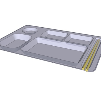 现代饭堂餐具su模型