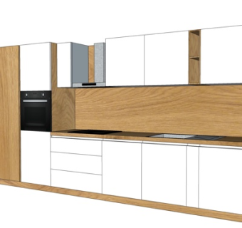 现代实木橱柜su模型