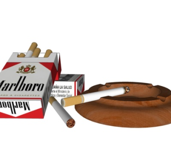 现代香烟烟灰缸su模型