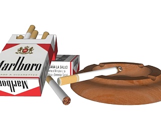 现代香烟烟灰缸su模型