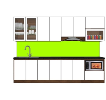 现代实木橱柜su模型