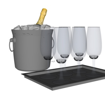 现代酒水酒杯su模型