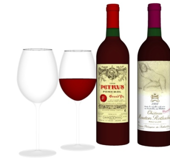 现代红酒红酒杯su模型