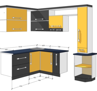 现代实木橱柜su模型