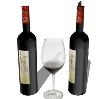 现代红酒红酒杯su模型