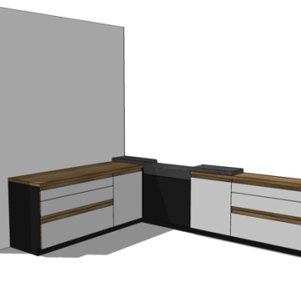 现代实木转角边柜su模型