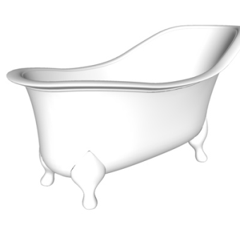 简欧陶瓷浴缸su模型