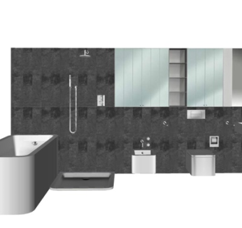 现代浴缸蹲便器su模型