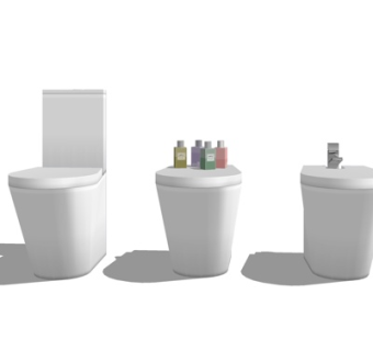 现代陶瓷马桶su模型