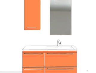 现代浴室柜洗手盆su模型