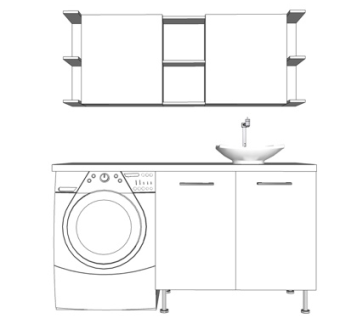 现代洗手盆洗衣机su模型