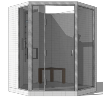 现代玻璃淋浴房su模型