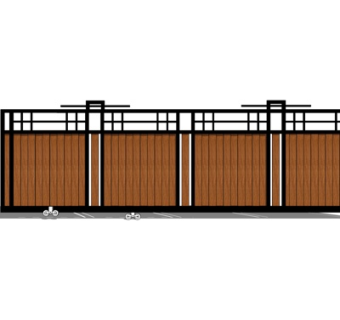 新中式大门推拉门su模型