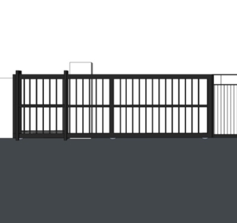 新中式大门推拉门su模型