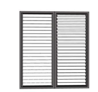 新中式平推百叶窗su模型