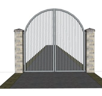 简欧户外大门su模型