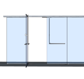 现代工装玻璃门su模型