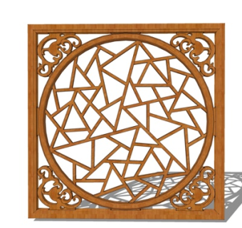 新中式窗花su模型