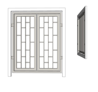 新中式大门su模型