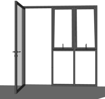 现代玻璃平开门su模型