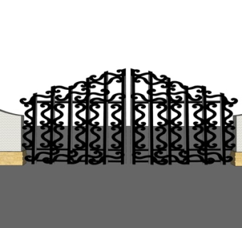 简欧户外大门su模型