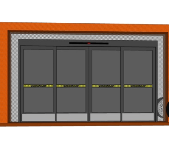 现代玻璃平开门su模型