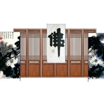 中式平开门su模型