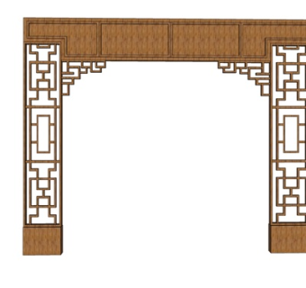 新中式景墙屏风su模型
