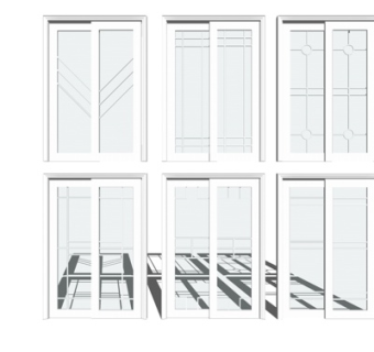 现代玻璃推拉门su模型