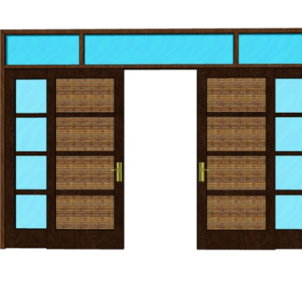 新中式推拉门su模型
