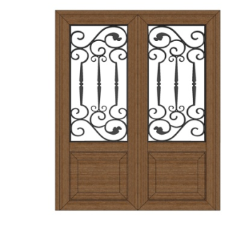 简欧平开门su模型