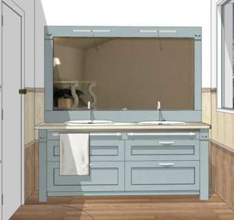 现代实木洗手台su模型