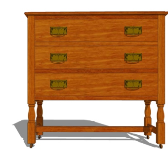 欧式实木边柜斗柜su模型