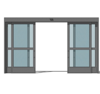 现代玻璃双开推拉门su模型