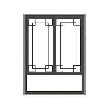 现代铝合金窗户su模型