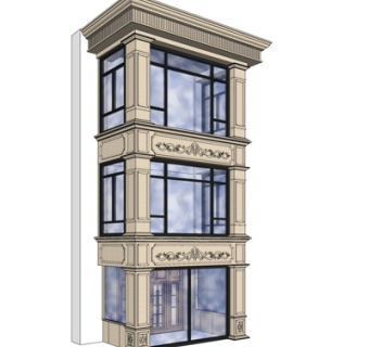 欧式古典阳台飘窗su模型