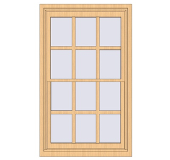 现代实木窗户su模型