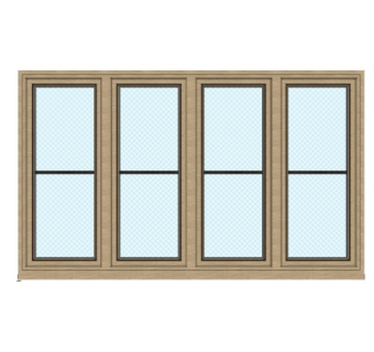 现代实木窗户su模型