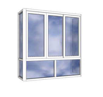 现代铝合金窗户su模型