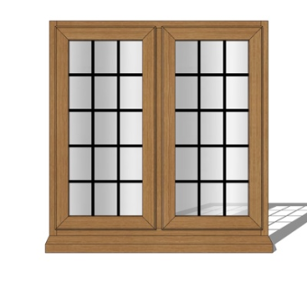 现代实木窗户su模型