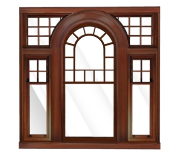 现代实木窗户su模型